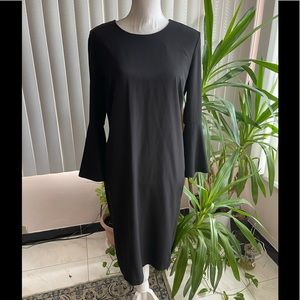 NWT CARMEN MARC VALVO BLACK DRESS WITH BELL SLEEVES.
